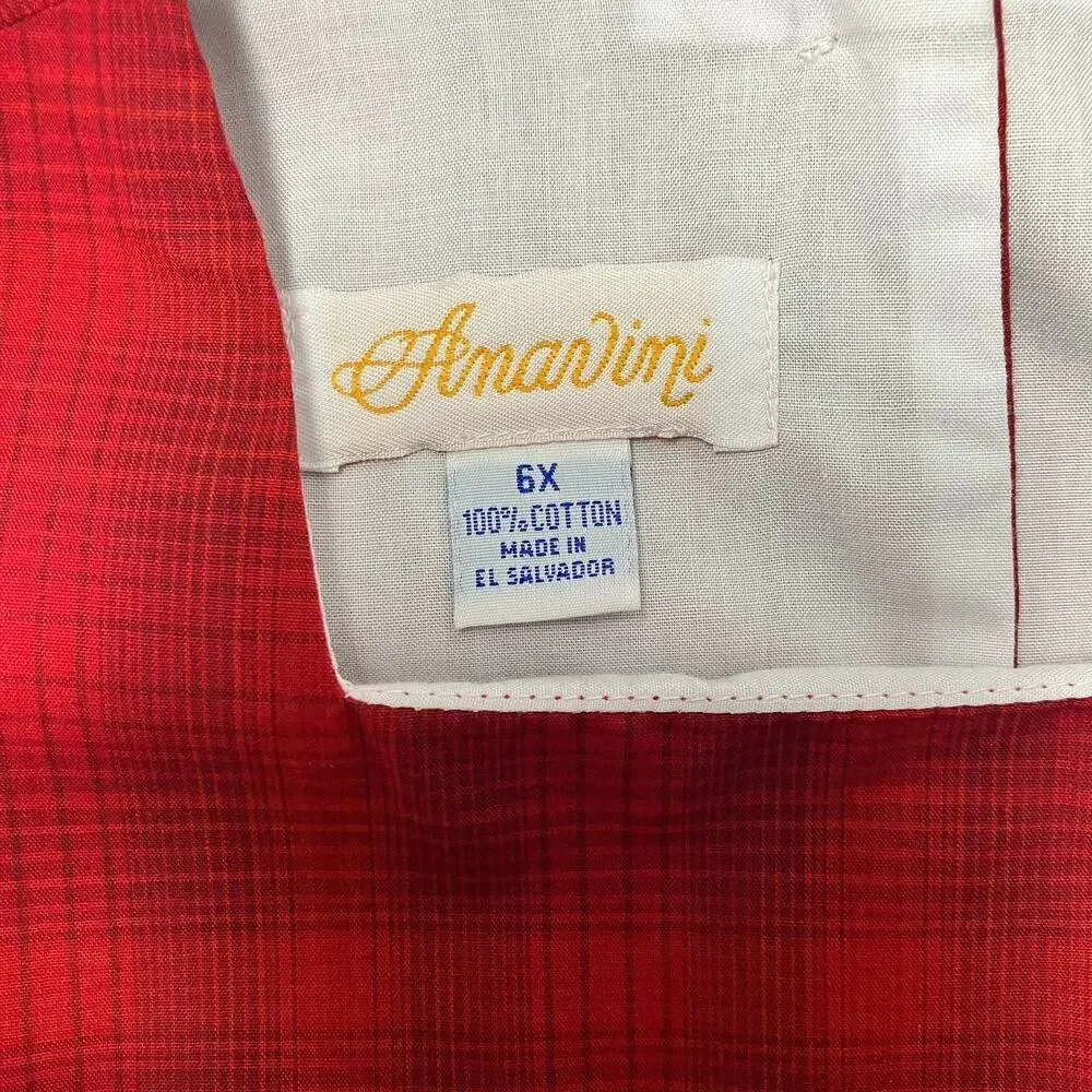 Anavini Size 6x Smocked Dress Plaid Red Riding Hood
